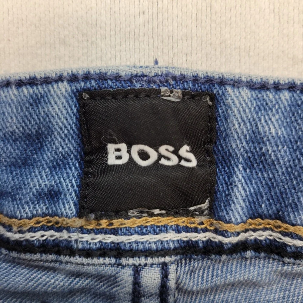BOSS Hugo Boss Jeans Mens 34x27* Blue Maine Regular Straight‎ Italy Made Denim
